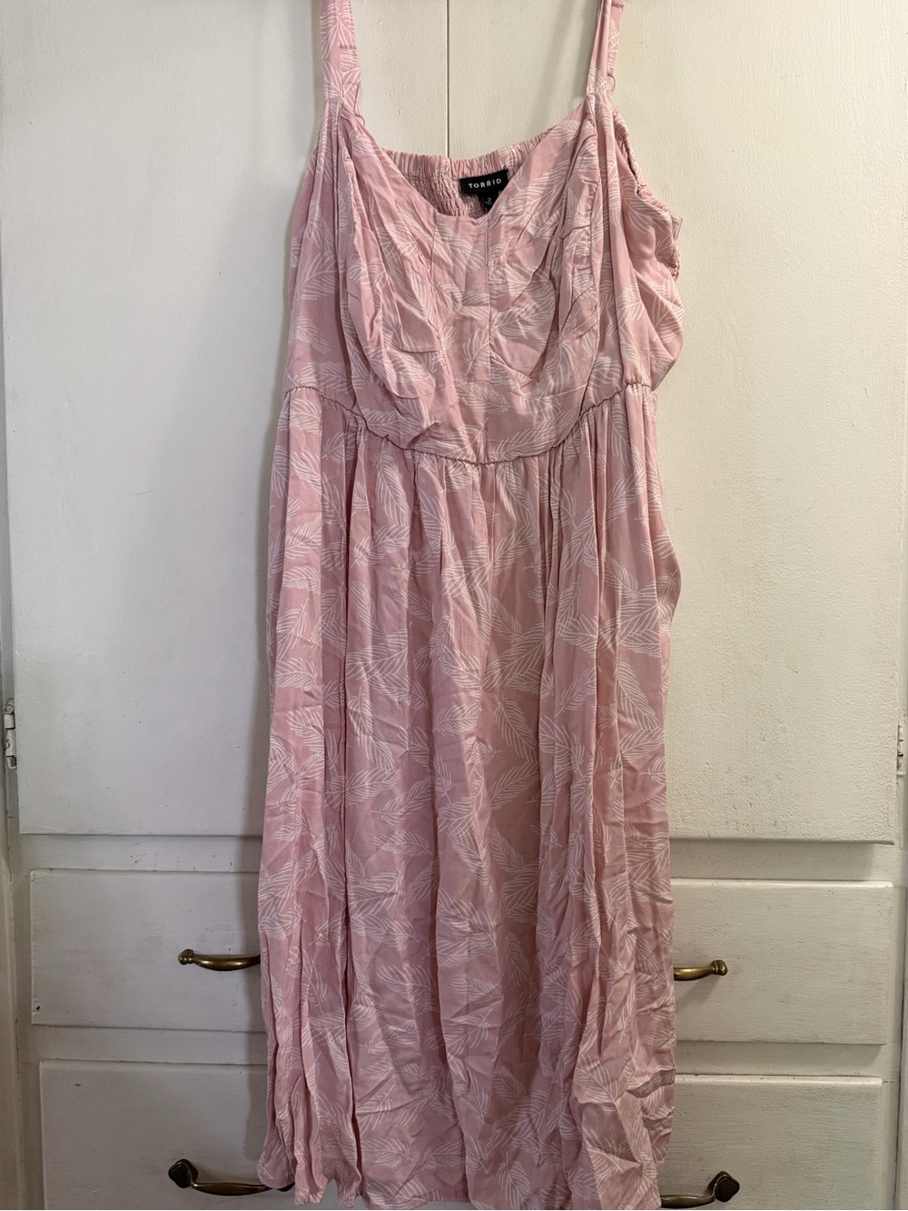 torrid Pink Printed Spaghetti-Strap Midi Dress
